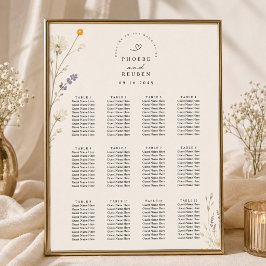 Elegant Wildflower Bröllopsplatskarta Poster