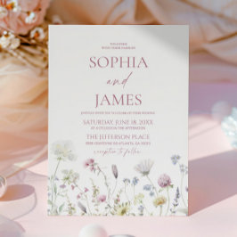 Elegant Wildflower Floral Flowers Wedding Inbjudningar