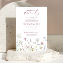 Elegant Wildflower Floral Wedding Details Tilläggskort