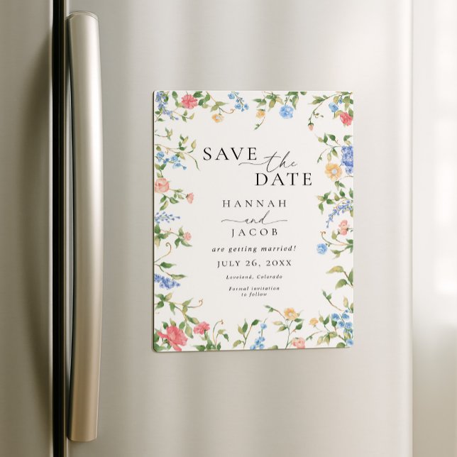 Elegant Wildflower Floral Wedding Save the Date Magnetisk Inbjudningskort (Skapare uppladdad)