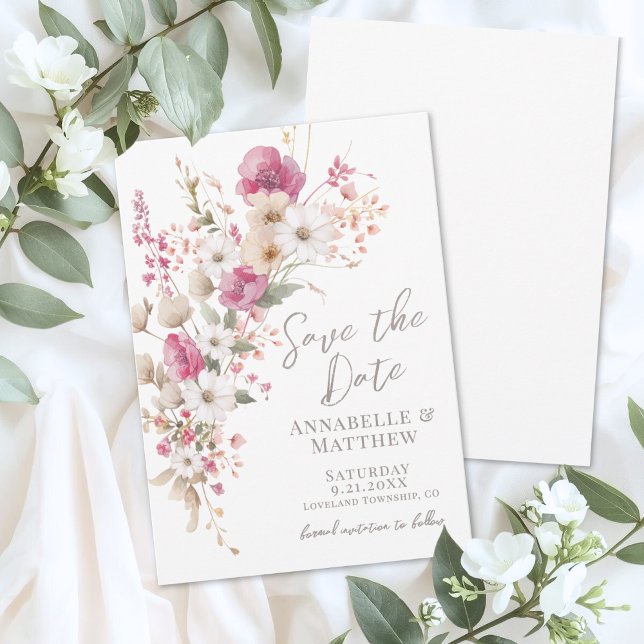 Elegant Wildflower Floral Wedding Spara Datumet (Elegant Wildflower Floral Wedding Save the Date)