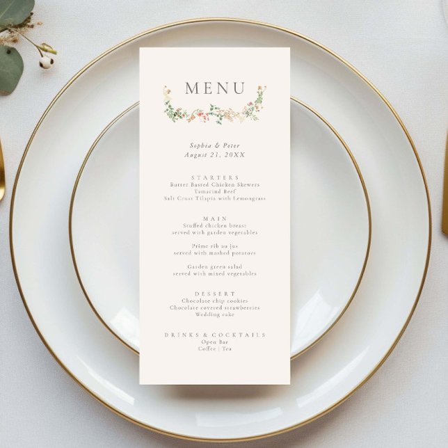 Elegant Wildflower Garden Floral Menu Meny (Skapare uppladdad)