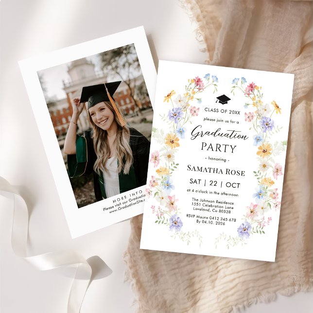 Elegant Wildflower Garden Graduation Party Inbjudningar (Skapare uppladdad)