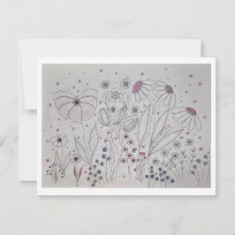 Elegant Wildflower Meadow Line Art Meddelande