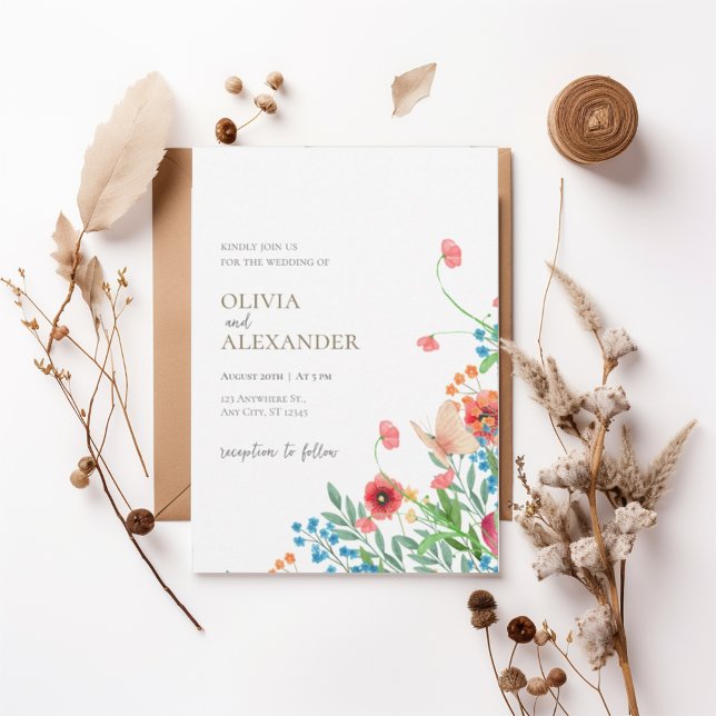 Elegant Wildflower Meadow Wedding Invitation Inbjudningar (Skapare uppladdad)