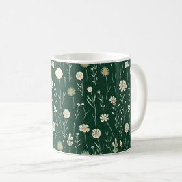 Elegant Wildflower Pattern on Dark Green  Kaffemugg