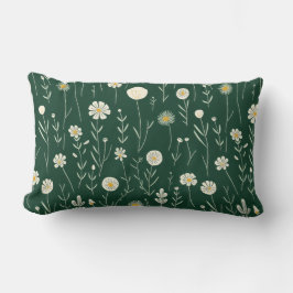 Elegant Wildflower Pattern on Dark Green  Lumbarkudde