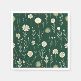 Elegant Wildflower Pattern on Dark Green  Pappersservett