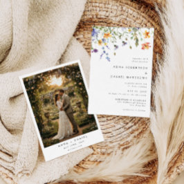 Elegant Wildflower Photo Wedding Invitation Inbjudningar