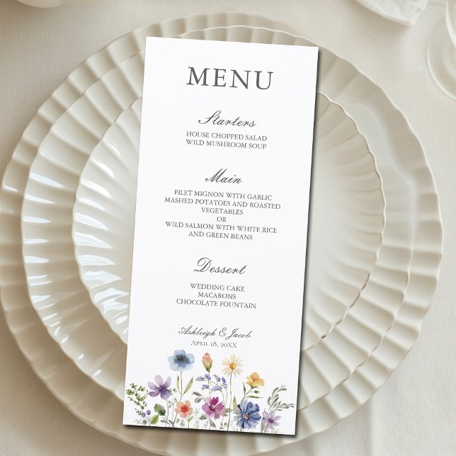 Elegant Wildflower Spring Wedding Dinner Meny (Skapare uppladdad)