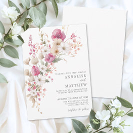 Elegant Wildflower Watercolor Floral Wedding Inbjudningar