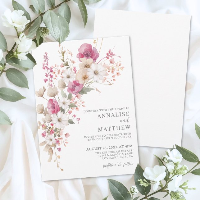 Elegant Wildflower Watercolor Floral Wedding Inbjudningar (Elegant Wildflower Watercolor Floral Wedding Invitation)