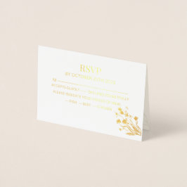 Elegant Wildflower Wedding RSVP Card Folierat Kort