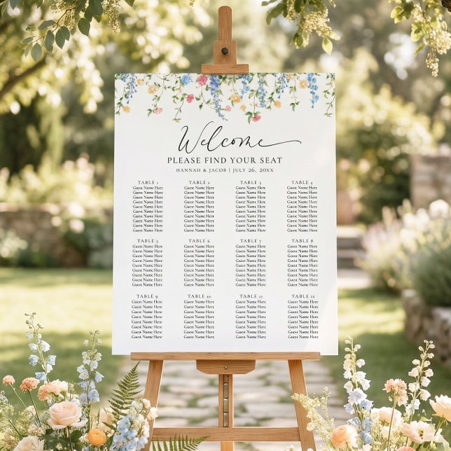 Elegant Wildflower Wedding Seating Chart Poster (Skapare uppladdad)