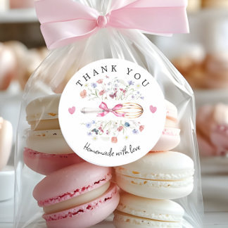 Elegant Wildflower Whisk Bakery Runt Klistermärke