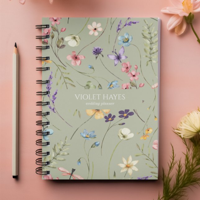 Elegant Wildflower Wild Flower Floral Custom Anteckningsbok (Skapare uppladdad)