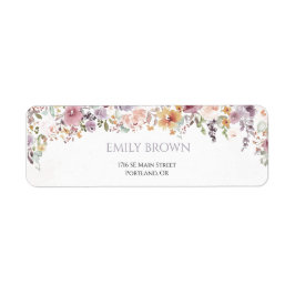 Elegant Wildflowers bröllopsdusch adress Returadress Etikett