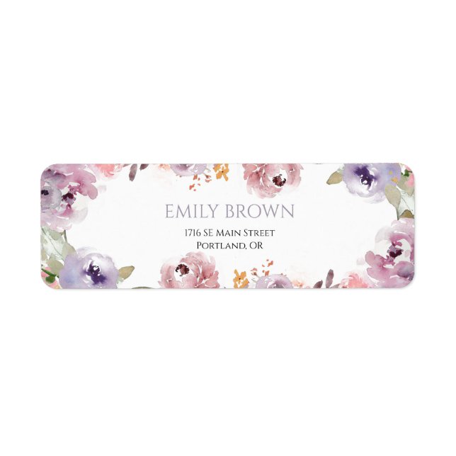 Elegant Wildflowers bröllopsdusch adress Returadress Etikett (Framsidan)