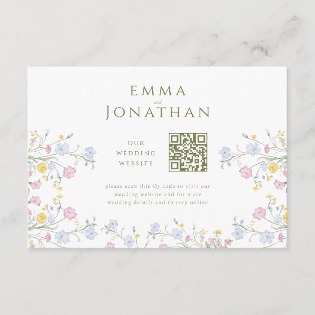 Elegant Wildflowers Wedding Website Enclosure Card Tilläggskort (Framsida)