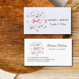 Elegant Wildflowers Whisk Bakery Visitkort