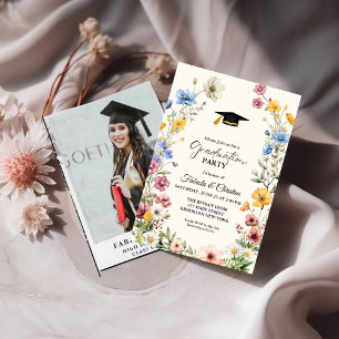 Elegant Wildsun Meadow Garden Twin Studenten Inbjudningar