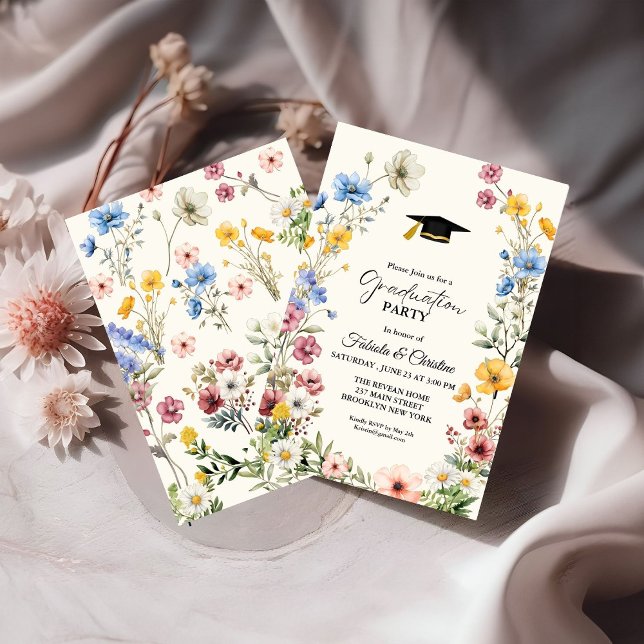 Elegant Wildsun Meadow Garden Twin Studenten Inbjudningar (Skapare uppladdad)