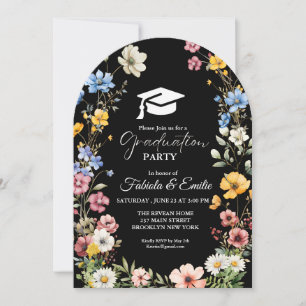 Elegant Wildsun Meadow Garden Twin Studenten Inbjudningar