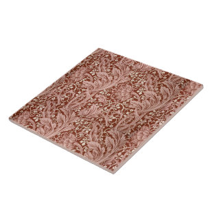 Elegant William Morris Blommigt Brown White Mönste Kakelplatta