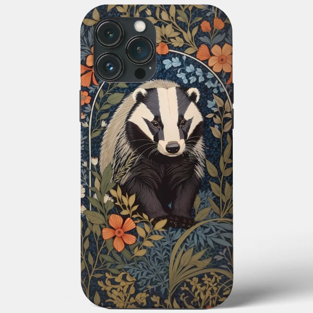 Elegant William Morris Inspired Badger (Baksida)