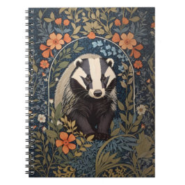 Elegant William Morris Inspired Badger Anteckningsbok