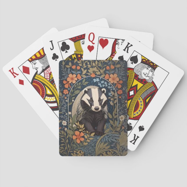 Elegant William Morris Inspired Badger Casinokort (Baksidan)