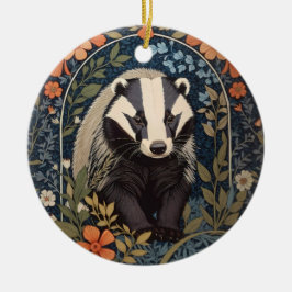 Elegant William Morris Inspired Badger Julgransprydnad Keramik