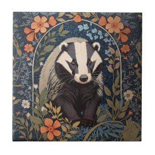 Elegant William Morris Inspired Badger Kakelplatta