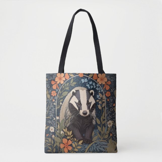 Elegant William Morris Inspired Badger Tygkasse (Framsida)