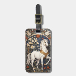 Elegant William Morris Inspired White Horse Bagagebricka