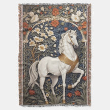 Elegant William Morris Inspired White Horse
