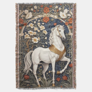 Elegant William Morris Inspired White Horse Filt