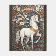 Elegant William Morris Inspired White Horse