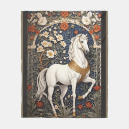 Elegant William Morris Inspired White Horse Fleecefilt