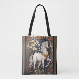 Elegant William Morris Inspired White Horse Tygkasse