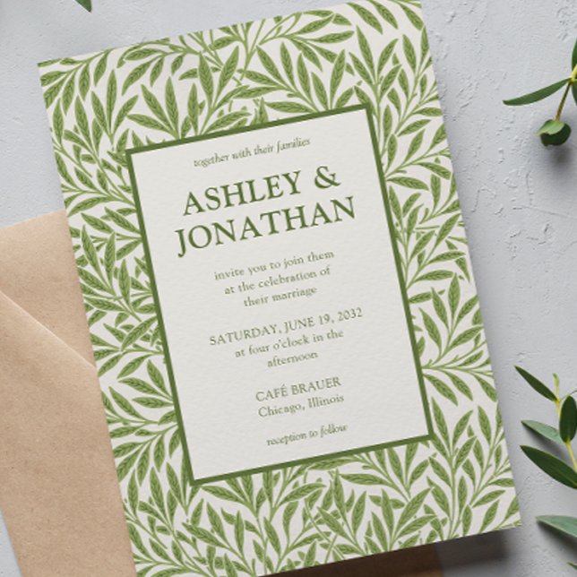 Elegant William Morris Willow Mönster Bröllop Inbjudningar (Skapare uppladdad)
