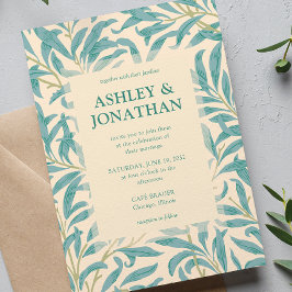 Elegant William Morris Willow Mönster Bröllop Inbjudningar
