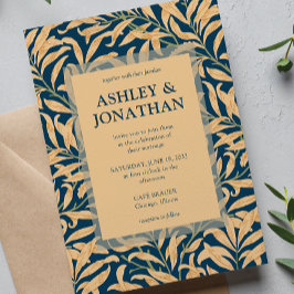 Elegant William Morris Willow Mönster Bröllop Inbjudningar