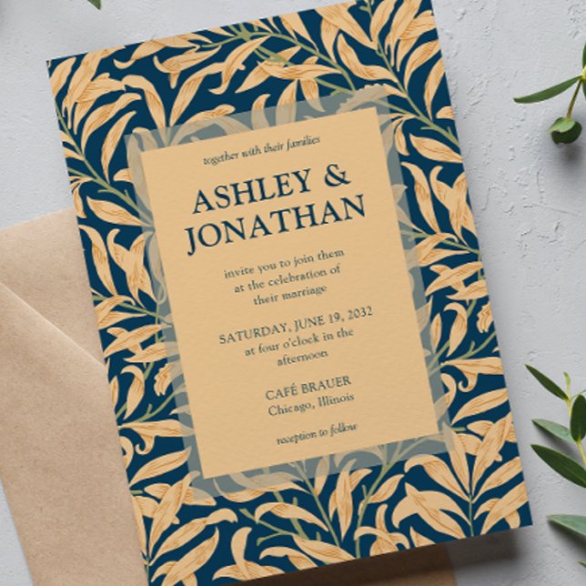 Elegant William Morris Willow Mönster Bröllop Inbjudningar (Skapare uppladdad)
