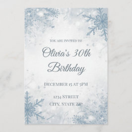 Elegant Winter 30th Birthday Invitation – Icy Snow Inbjudningar