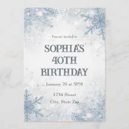 Elegant Winter 40th Birthday Invitation – Frosted Inbjudningar