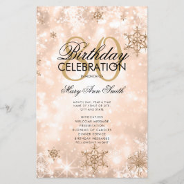 Elegant Winter 80 Birthday Program Ro Guld Menu