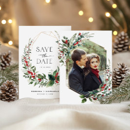 Elegant Winter Berries Greenery Wedding Photo Spara Datumet