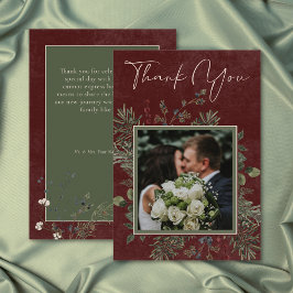 Elegant Winter Berries & Pine Burgundy Wedding Tack Kort