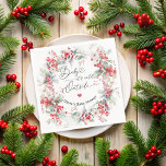 Elegant Winter Berry Baby Shower Pappersservett<br><div class="desc">Eleganten Winter Berry Baby Shower Napkins har en vismisk vinterdesign, perfekt för att fira en liten sådan under frostsäsongen. I hjärtat av artikeln är den försedd med frostiga blomningar och pulserande vinterbär, som skapar en festlig ambians men ändå elegant. Mjuka, röda isiger blandas vackert med klämmor och muterade gröntar, ge...</div>